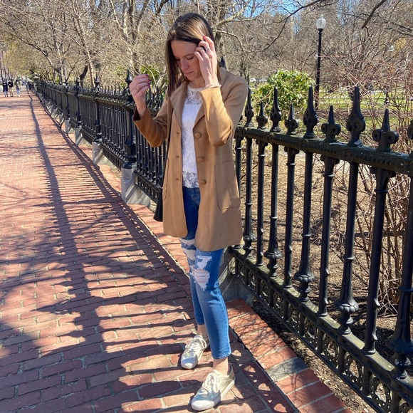 Cute Faux Suede Tan Philosophy Trench Jacket - Picture 2 of 6